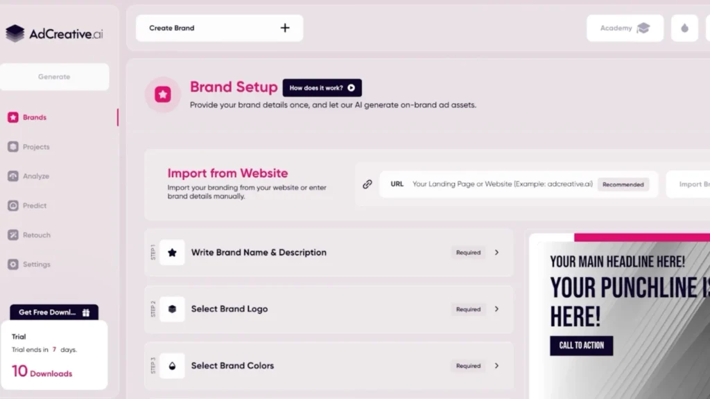 AdCreative.ai dashboard interface 2026